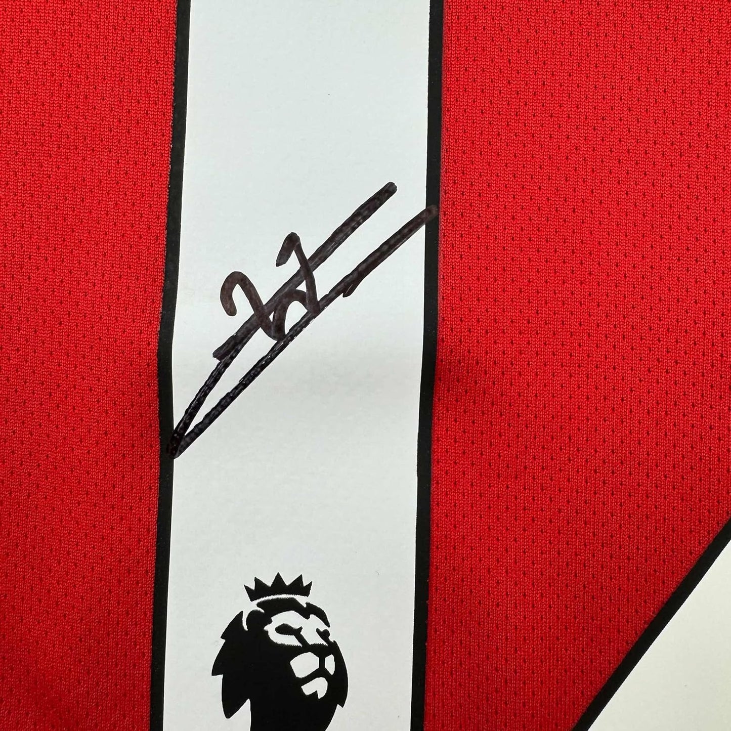 Framed Autographed/Signed William Saliba 35x39 Arsenal Red Soccer Jersey Beckett BAS COA