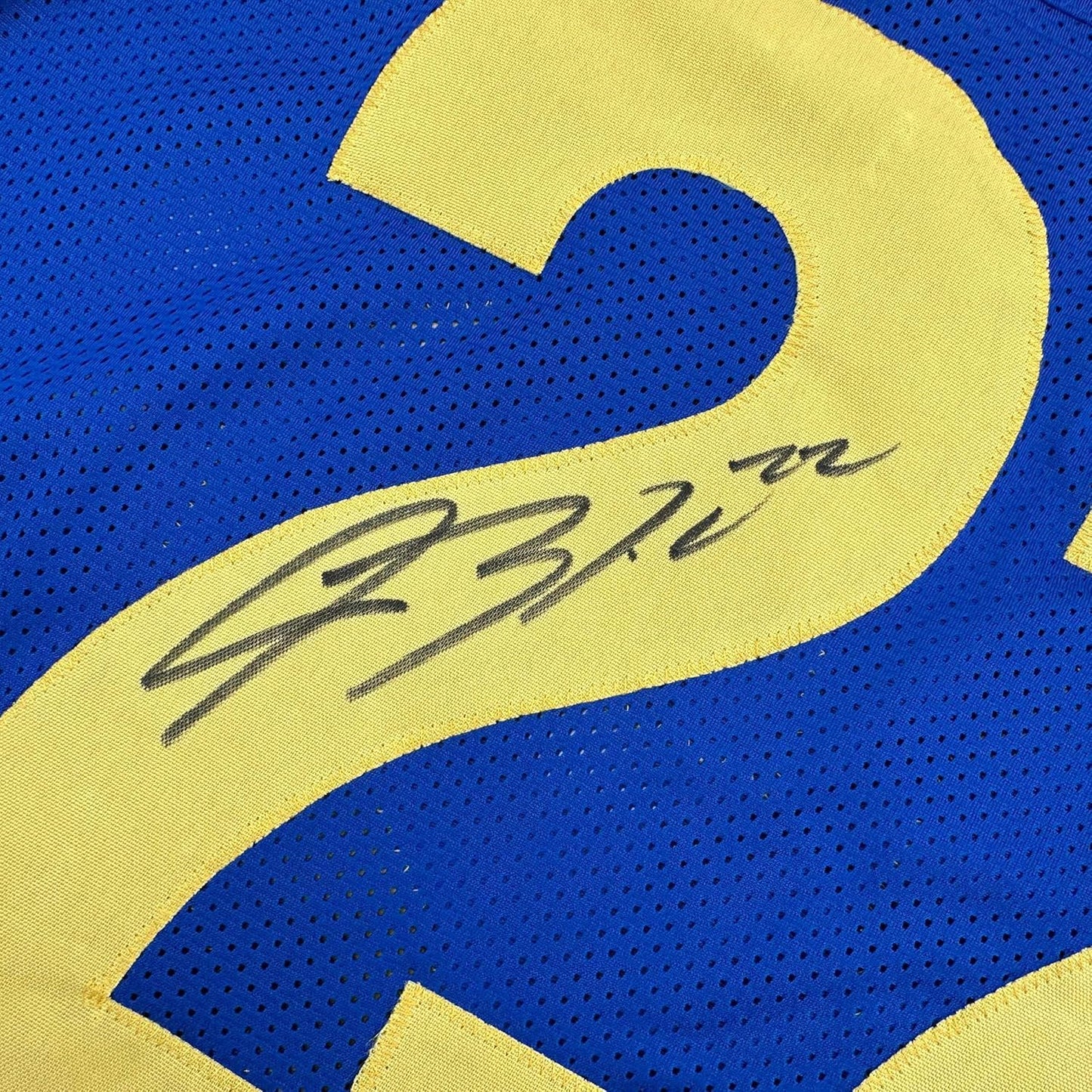Framed Autographed/Signed Blake Corum 35x39 Los Angeles LA Blue Football Jersey Beckett BAS COA
