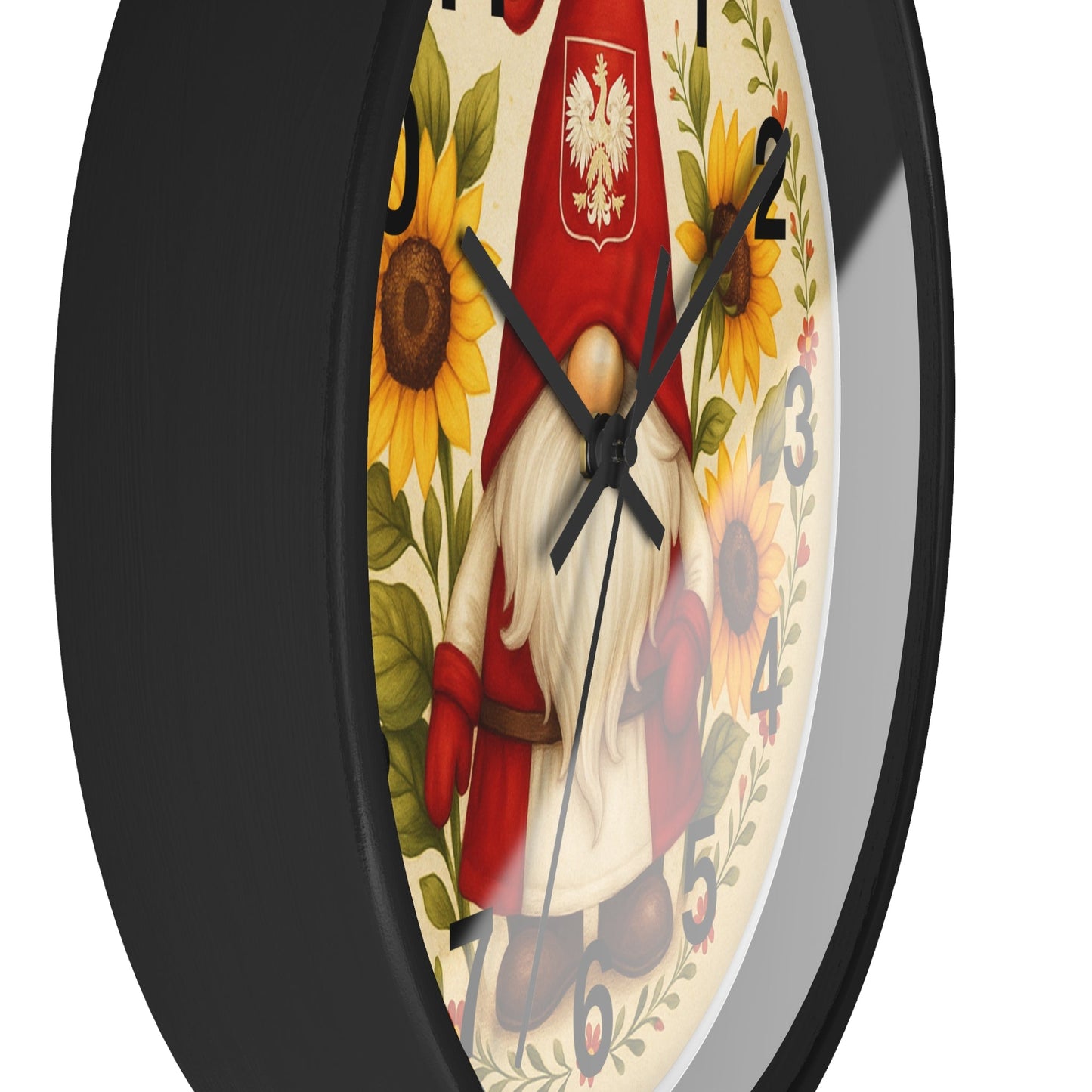 Polish Sunflower Gnome Wall Clock