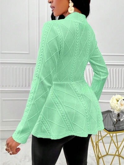 One Button Textured Peplum Cardigan