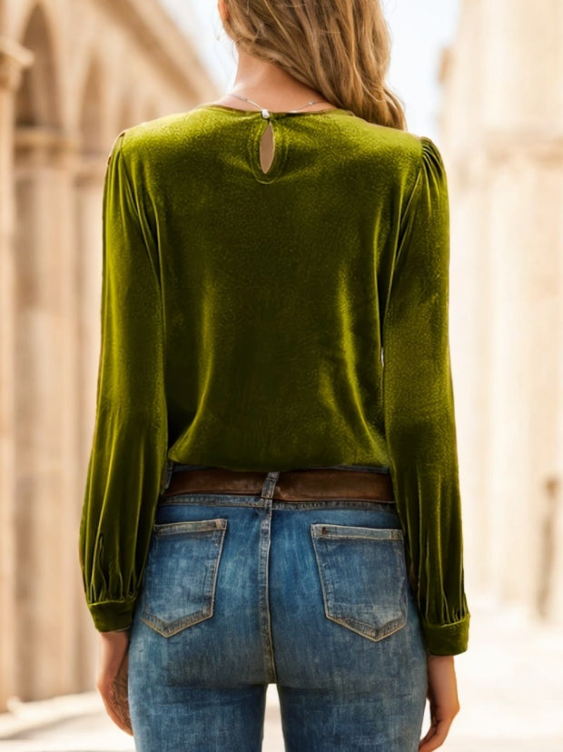 Velvet Elegance – Long Sleeve Blouse