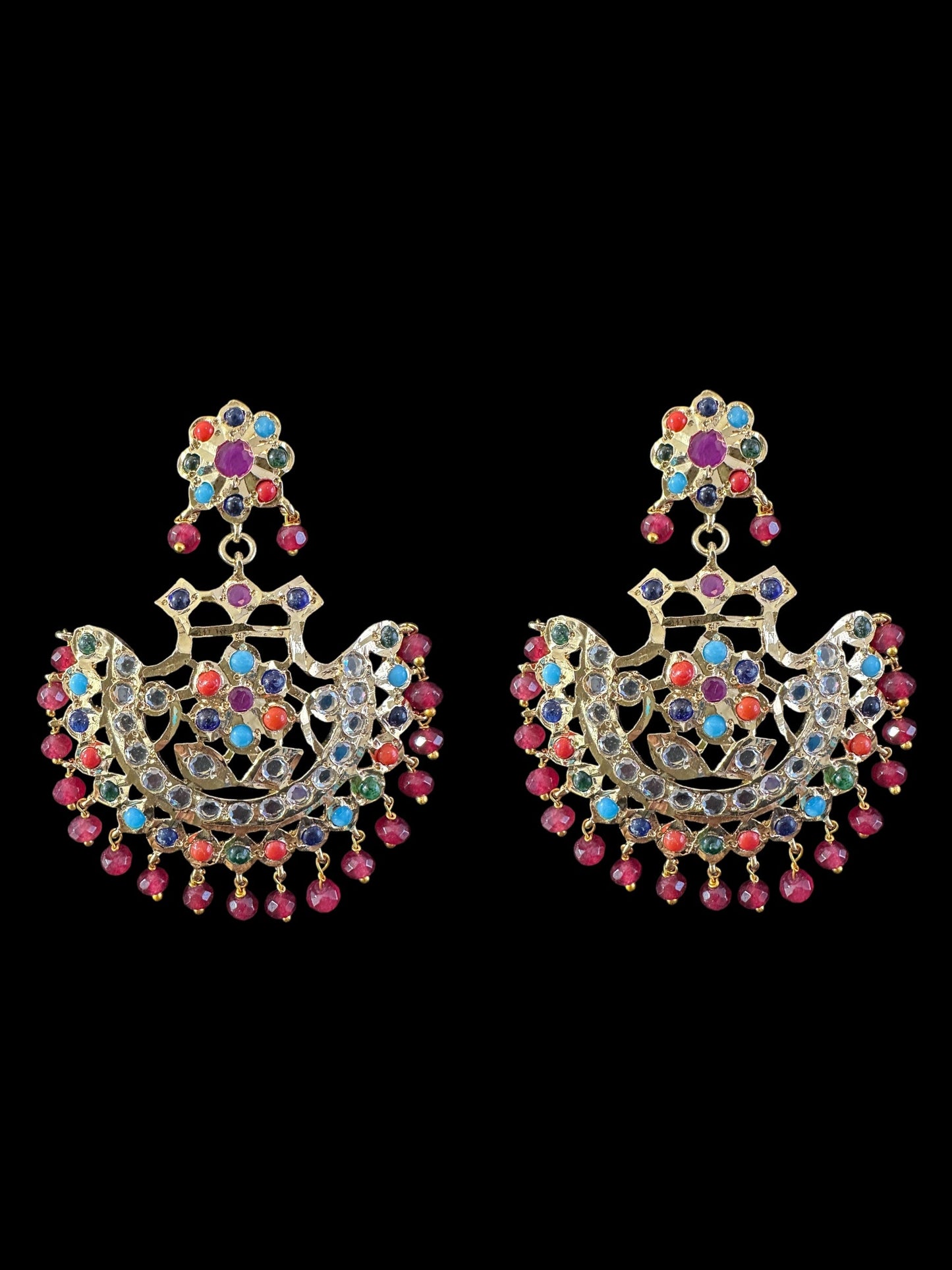 Saha navratan chandbali tika( READY TO SHIP )