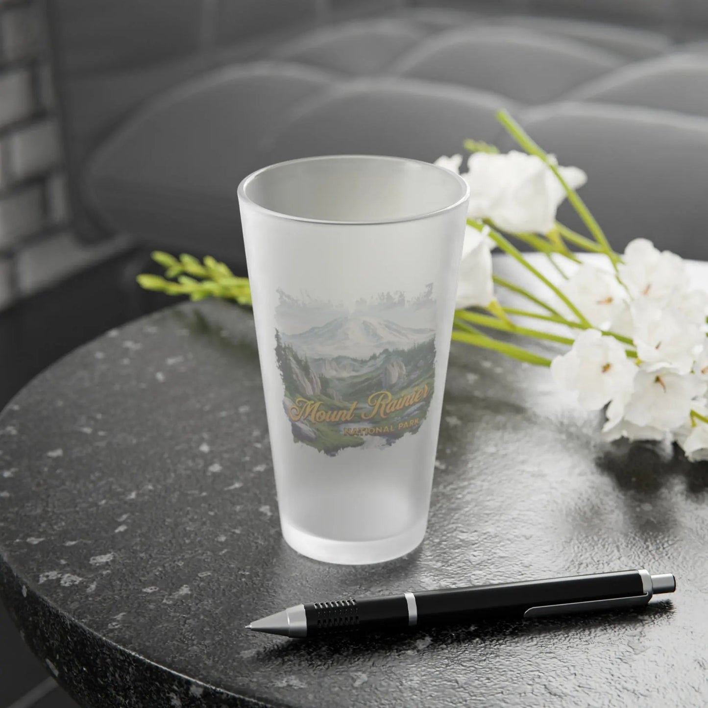 Mount Rainier National Park Frosted Pint Glass, 16oz
