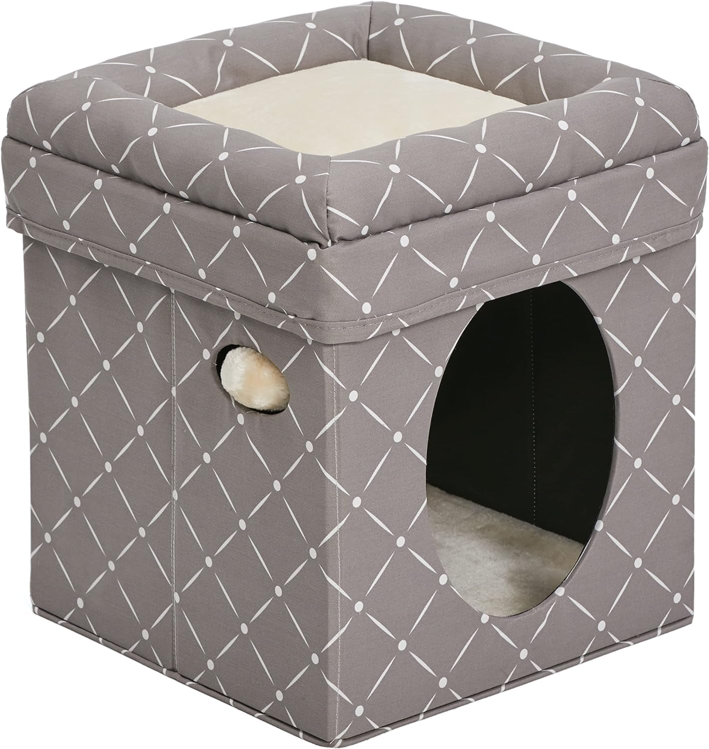 Cat Hous in Fashionable Mushroom Diamond Print