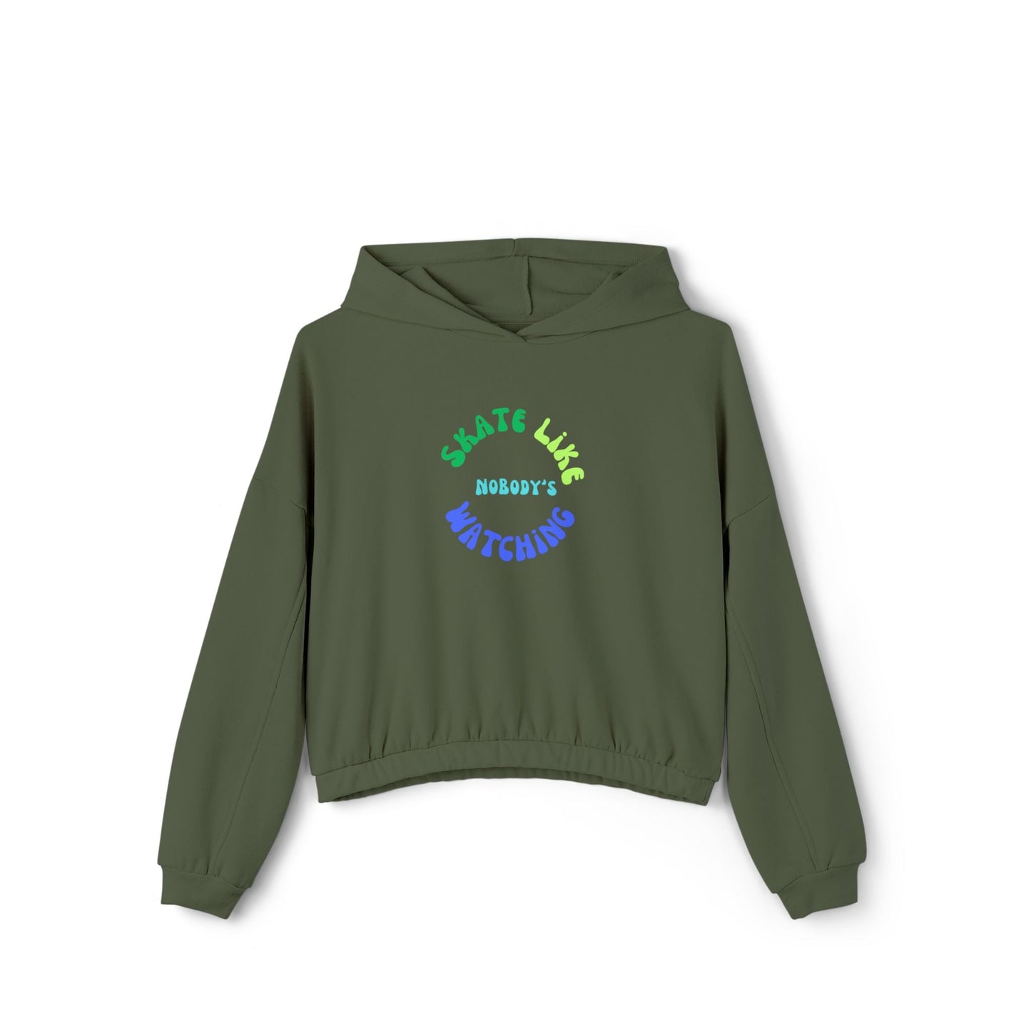 Women’s Cropped Blue/Green Skate Like Nobody's Watching Hoodie