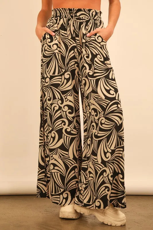 VERY J Printed Wide Leg Pants