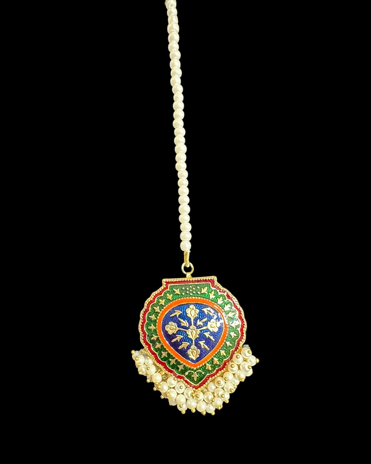 Ulfat meenakari earrings teeka set (READY TO SHIP )