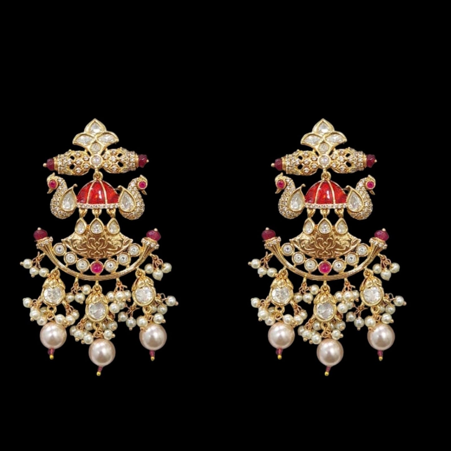 PS392 pendant set in pearls with Polki ( READY TO SHIP )