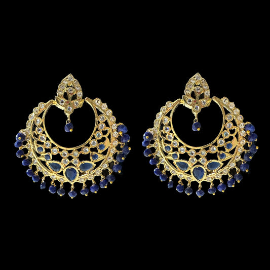 DER624  Noor chandbali in blue     (READY TO SHIP )