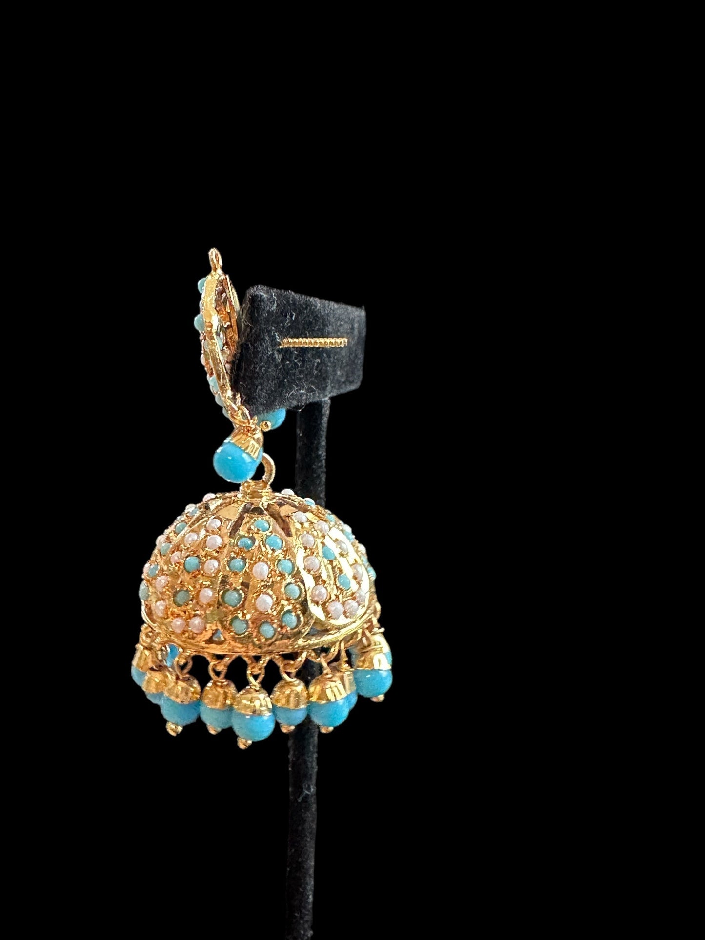 DER627 Arya Punjabi Jadau jhumka in feroza ( READY TO SHIP )