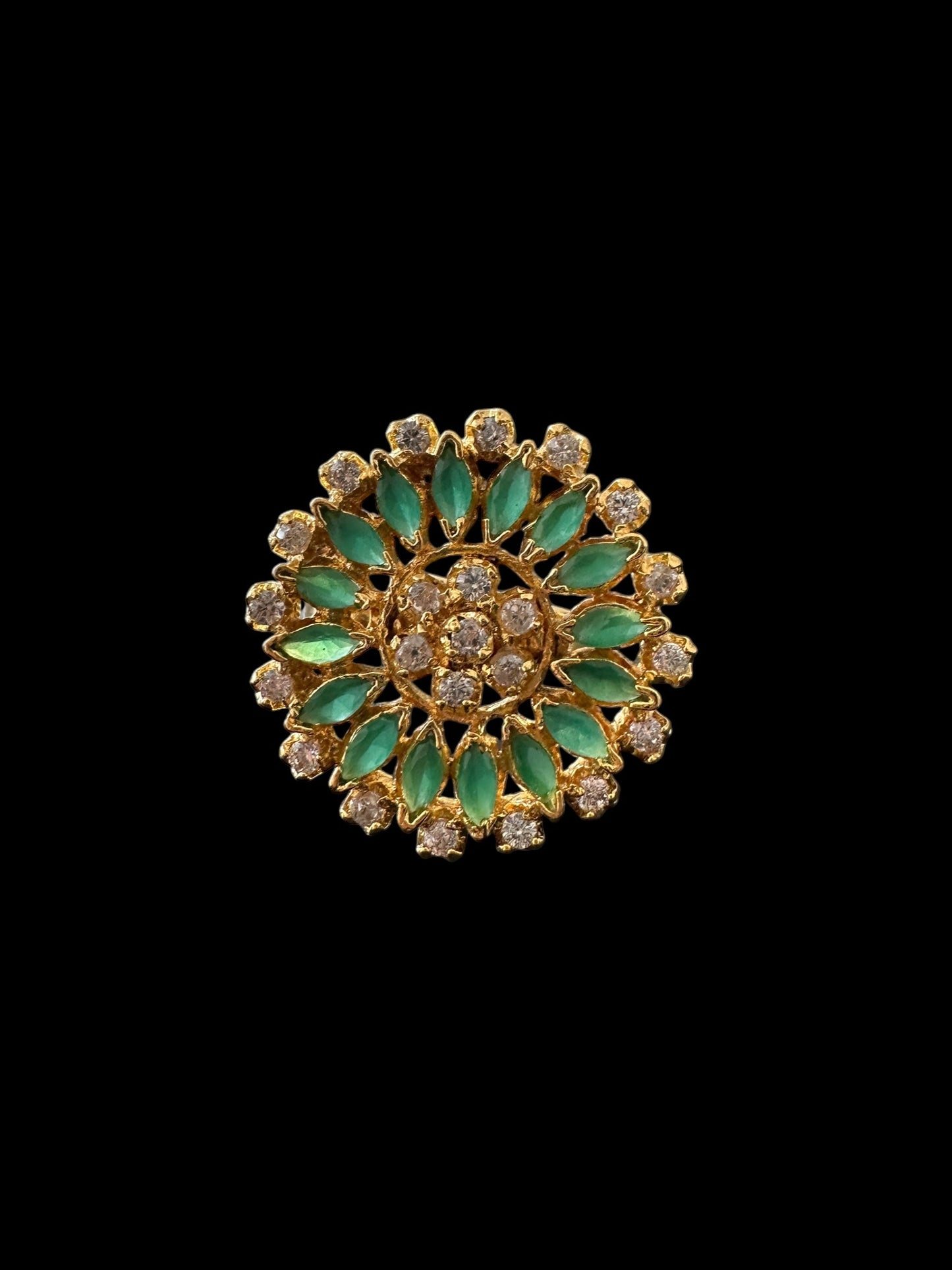 DJR128 Flower Cz polki ring ( READY TO SHIP)