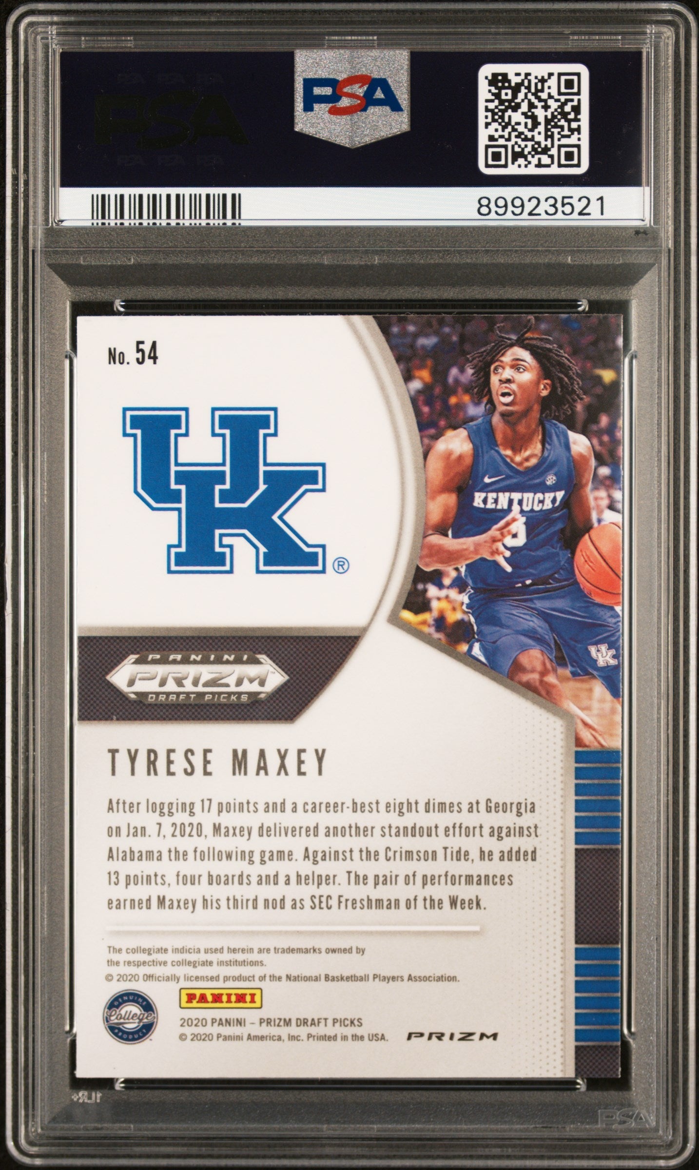 Graded 2020 Panini Prizm DP Tyrese Maxey #54 RWB Prizm Rookie RC Basketball Card PSA 10 Gem Mint