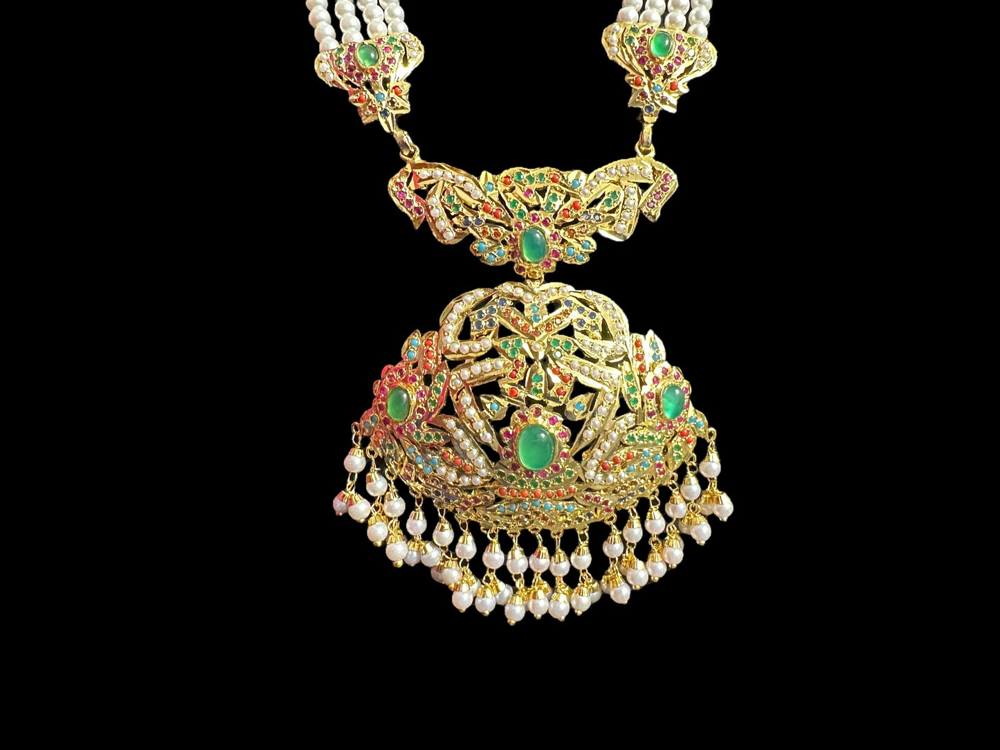 DLN97  Filza jadau rani haar in Navratan ( READY TO SHIP )