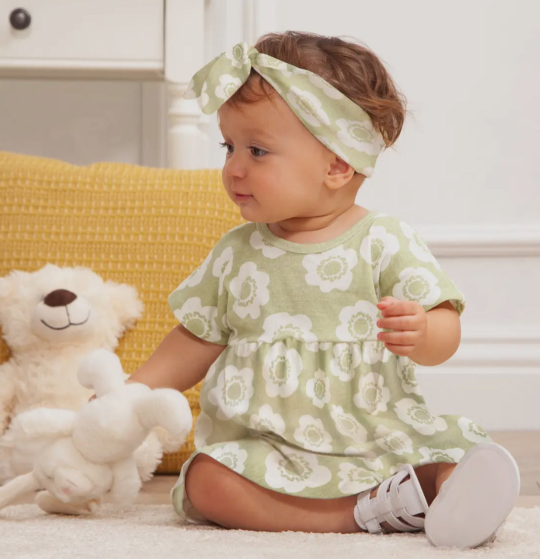 Vintage Green Dress with Headband
