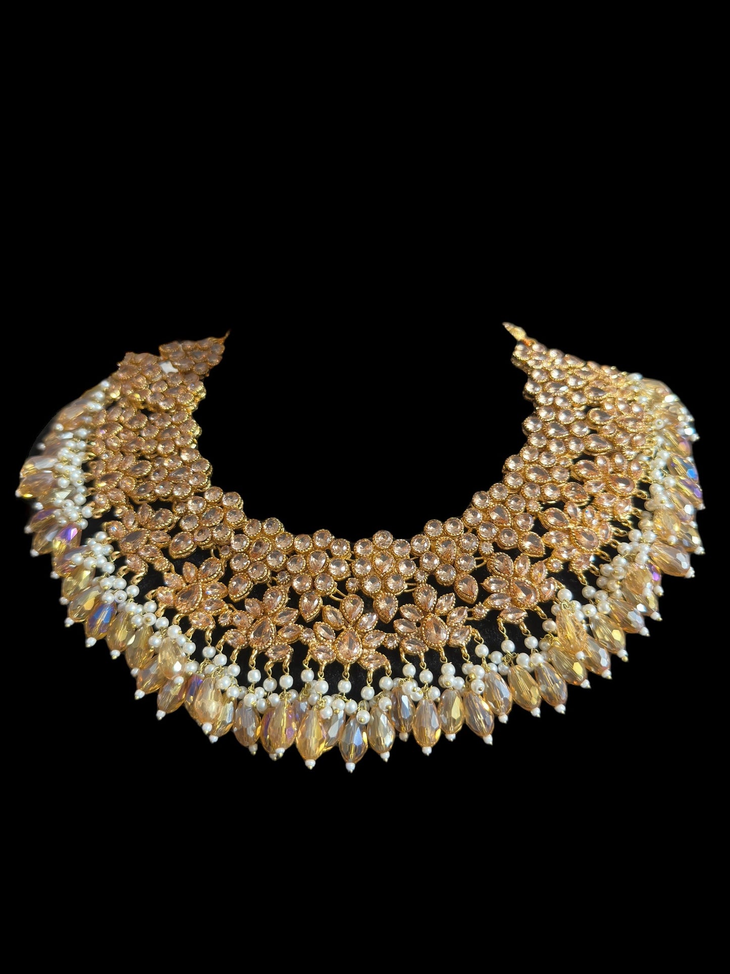 BR478 Kafiya bridal set in golden / champagne stones and beads ( READY TO SHIP )