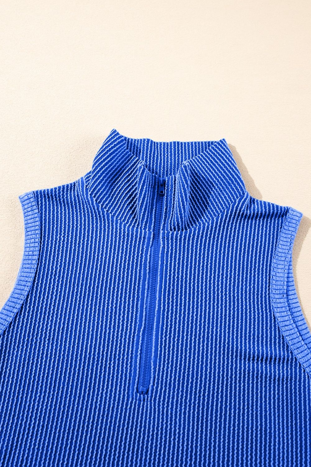 Corded Collared Half Zip Tank and Shorts Set