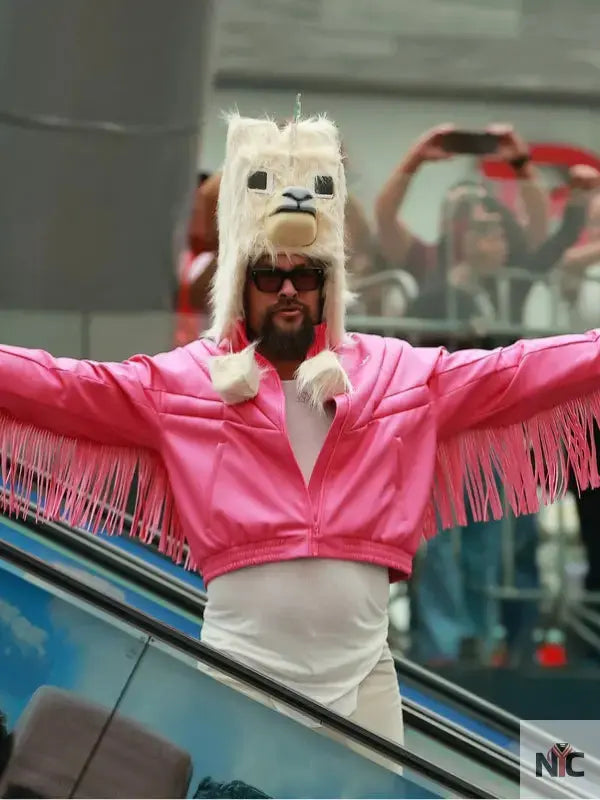A Minecraft Movie Jason Momoa Pink Bomber Jacket