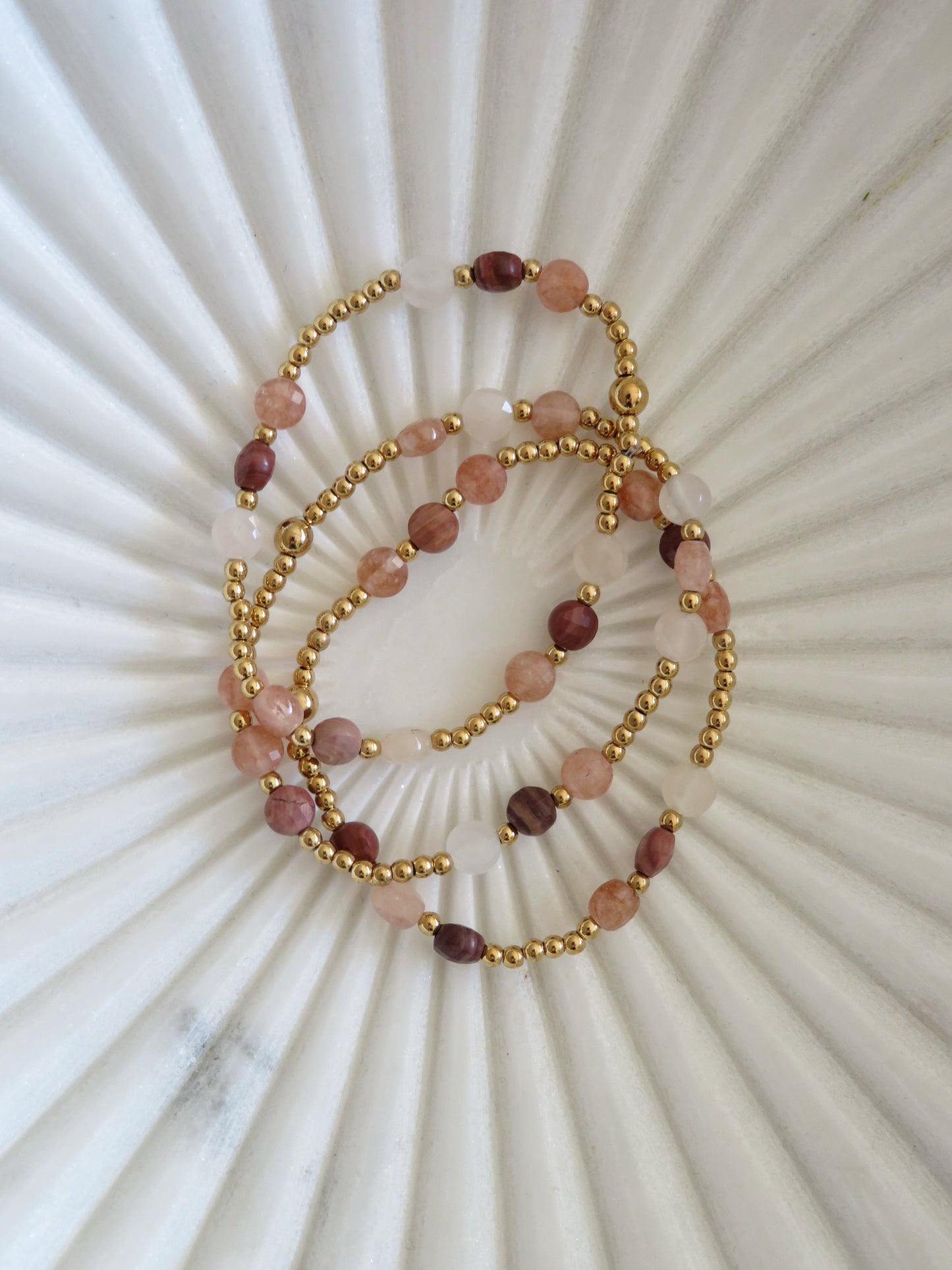 Gold Beaded Elegant Crystal Waterproof Non-Tarnish Bracelets