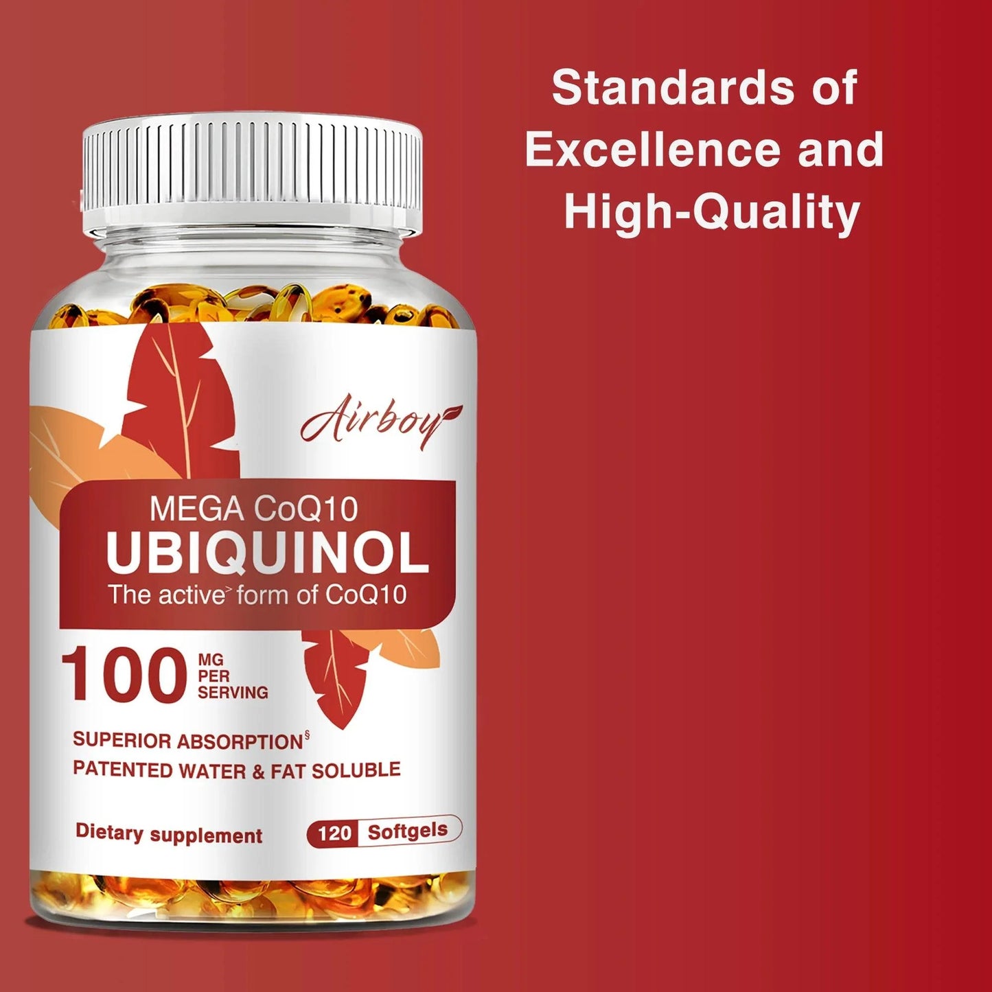 Ubiquinol CoQ10 100mg - Antioxidant, Support Brain, Heart & Cardiovascular Health, Balance Blood Pressure - 120 Capsules