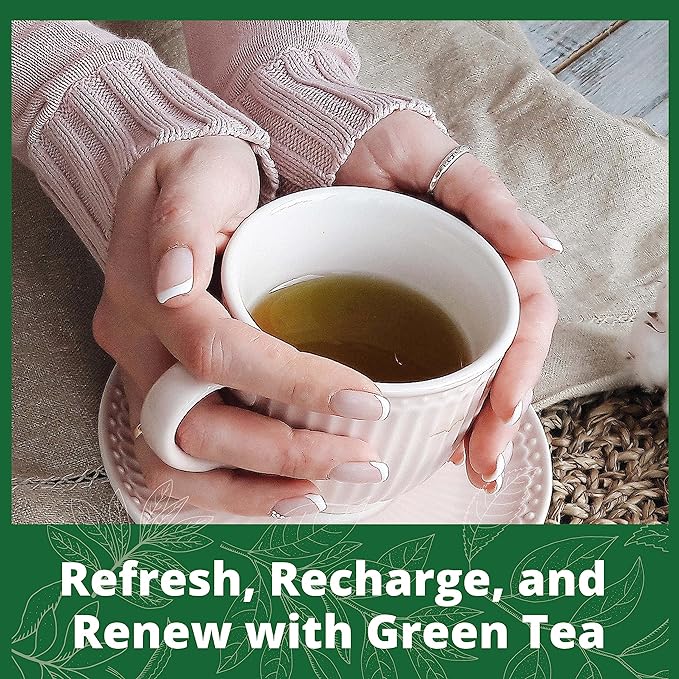 Akshit 75 Green Tea Bags, 100% Pure Green Leaf Tea, Green Tea (té verde), Caffeine-Free, Relaxing Tea, Non-Gmo, Brew Hot or Iced Tea.