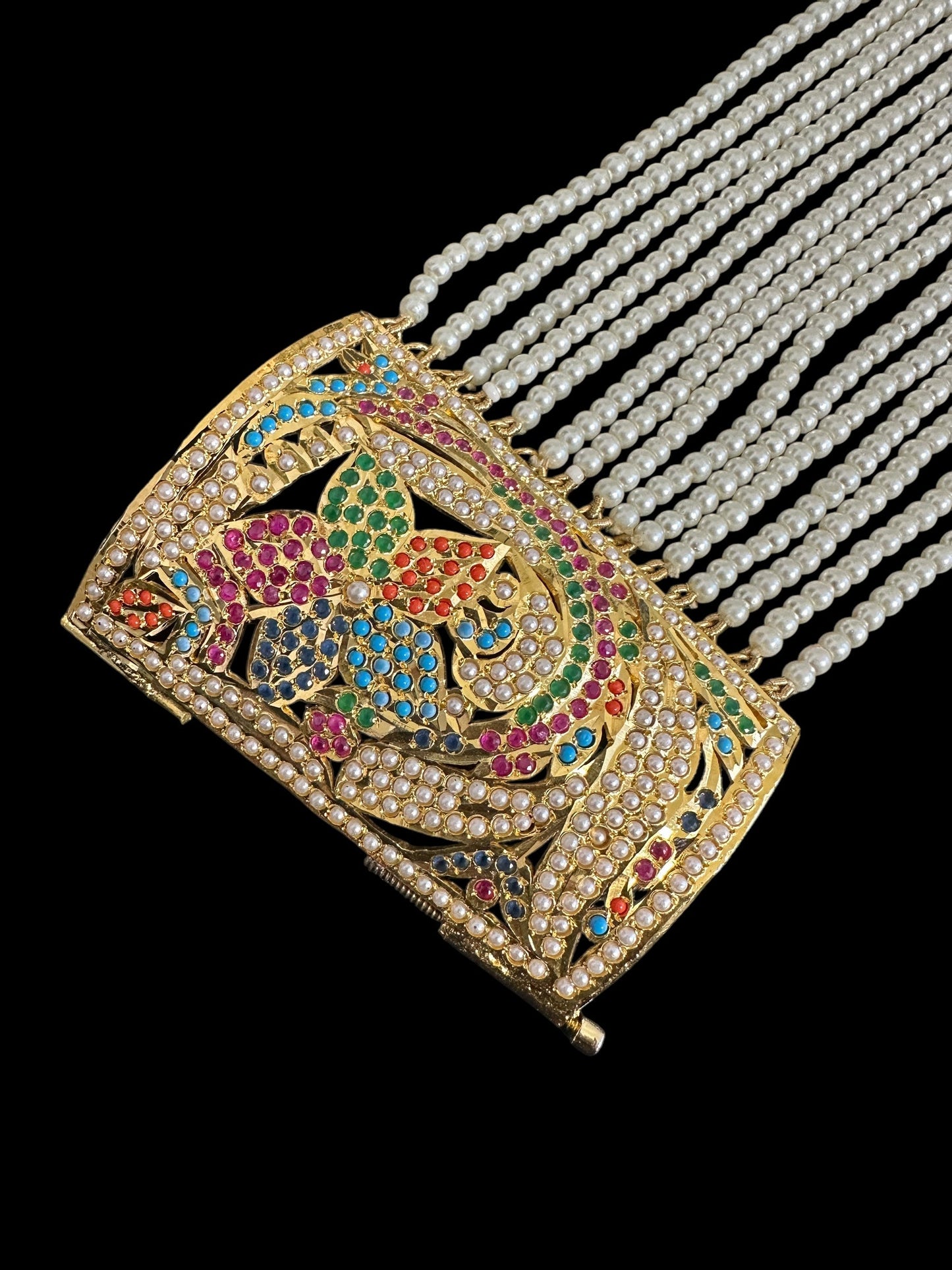 Jadau bahi / bracelet - multicolor / navratan ( SHIPS IN 3 WEEKS )