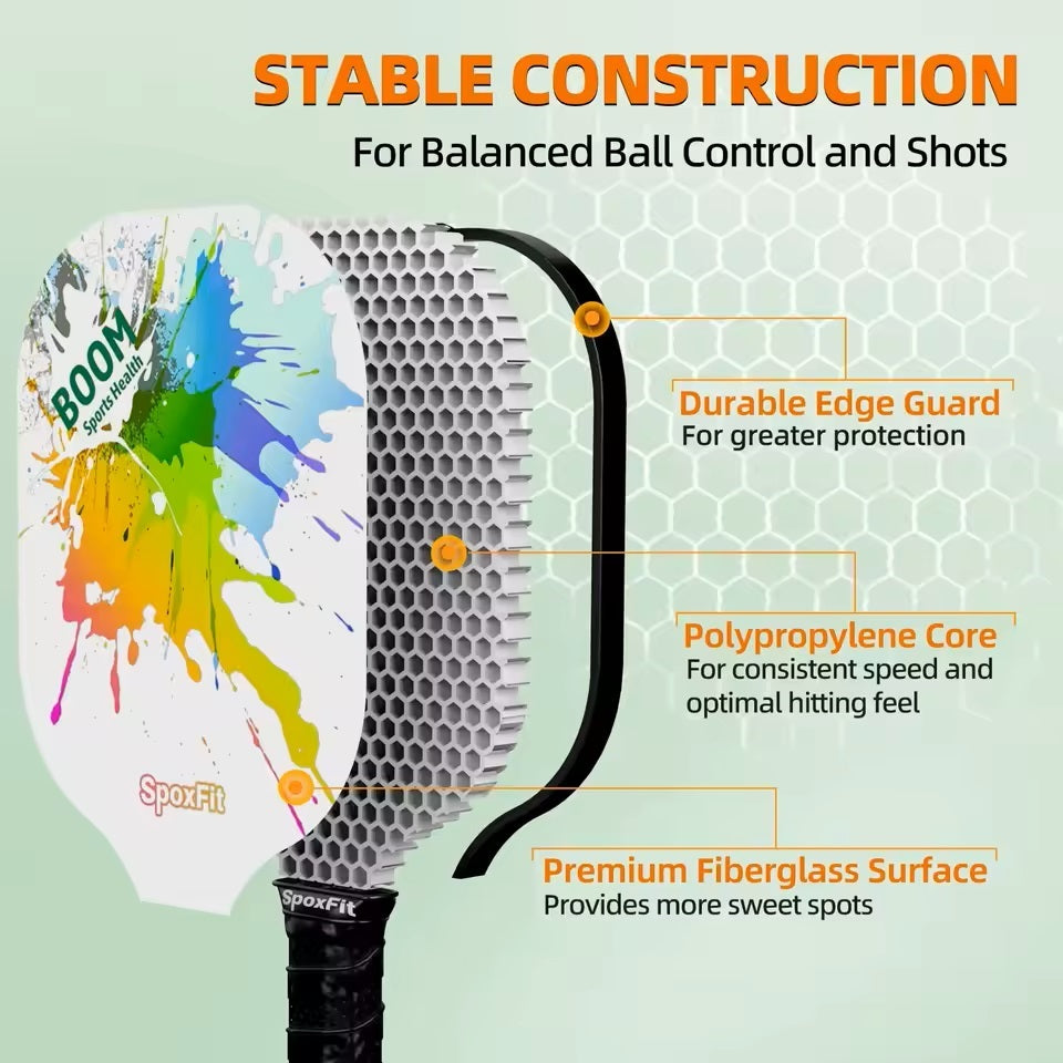 Pickleball Paddle Set of 2 – USAPA Approved, Lightweight Fiberglass Rackets with Cushion Grip, 4 Pickleballs, Carry Bag & Grip