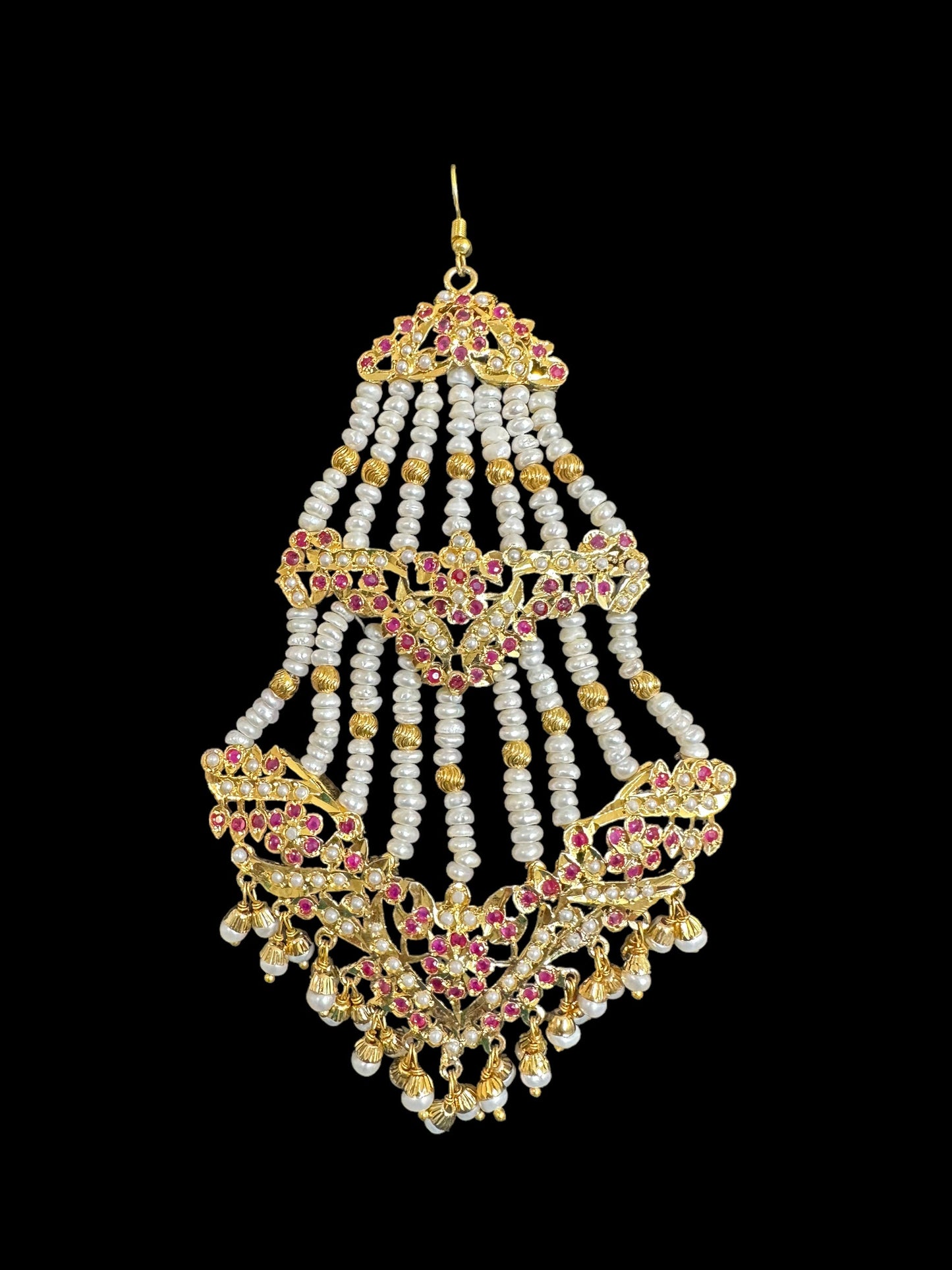 DJHR98 ASMITA jhoomar in fresh water pearls ( SHIPS IN 3 WEEKS )