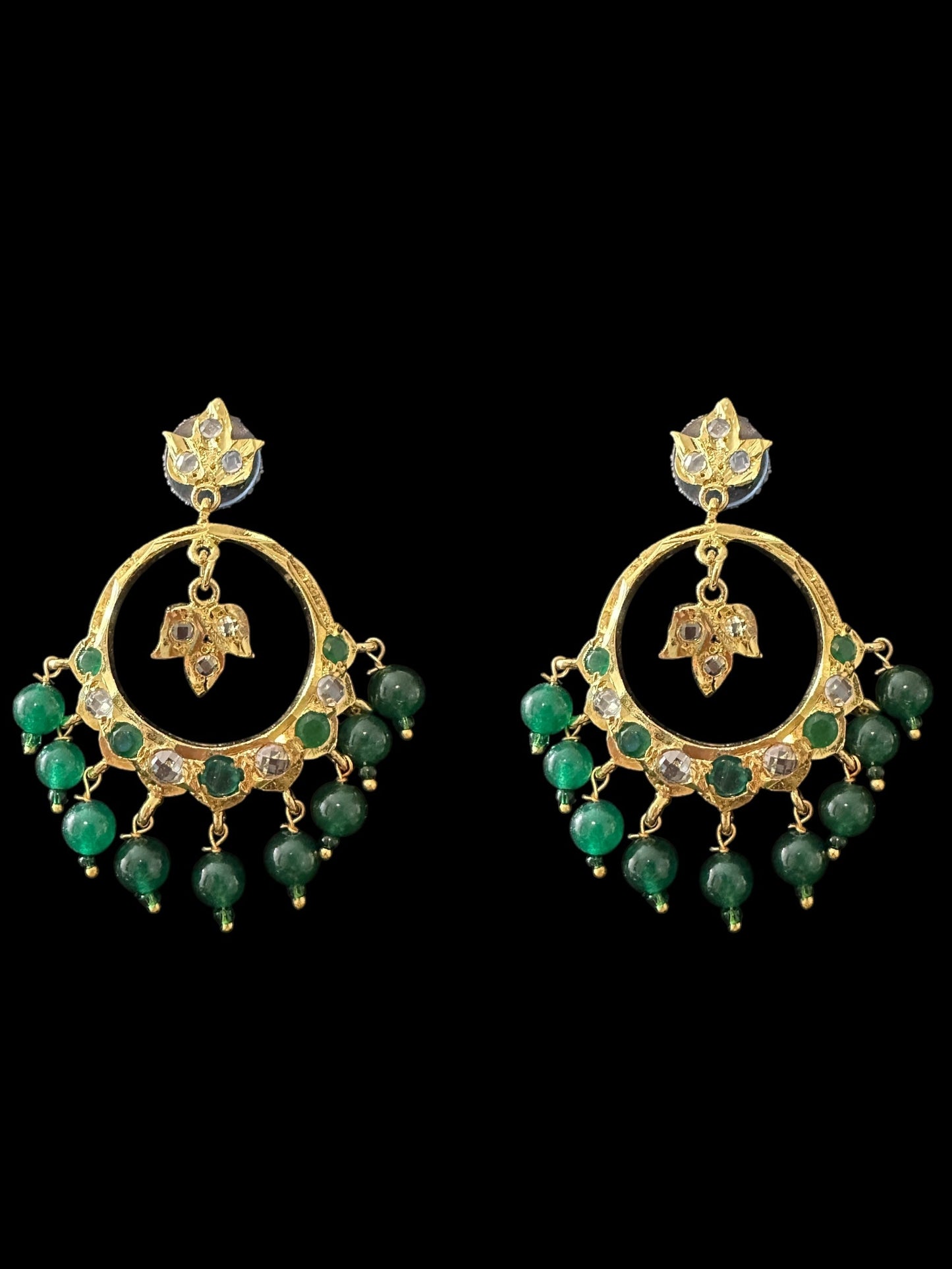 PS512 Tirmani with chandbali in green beads ( SHIPS IN 2 WEEKS )