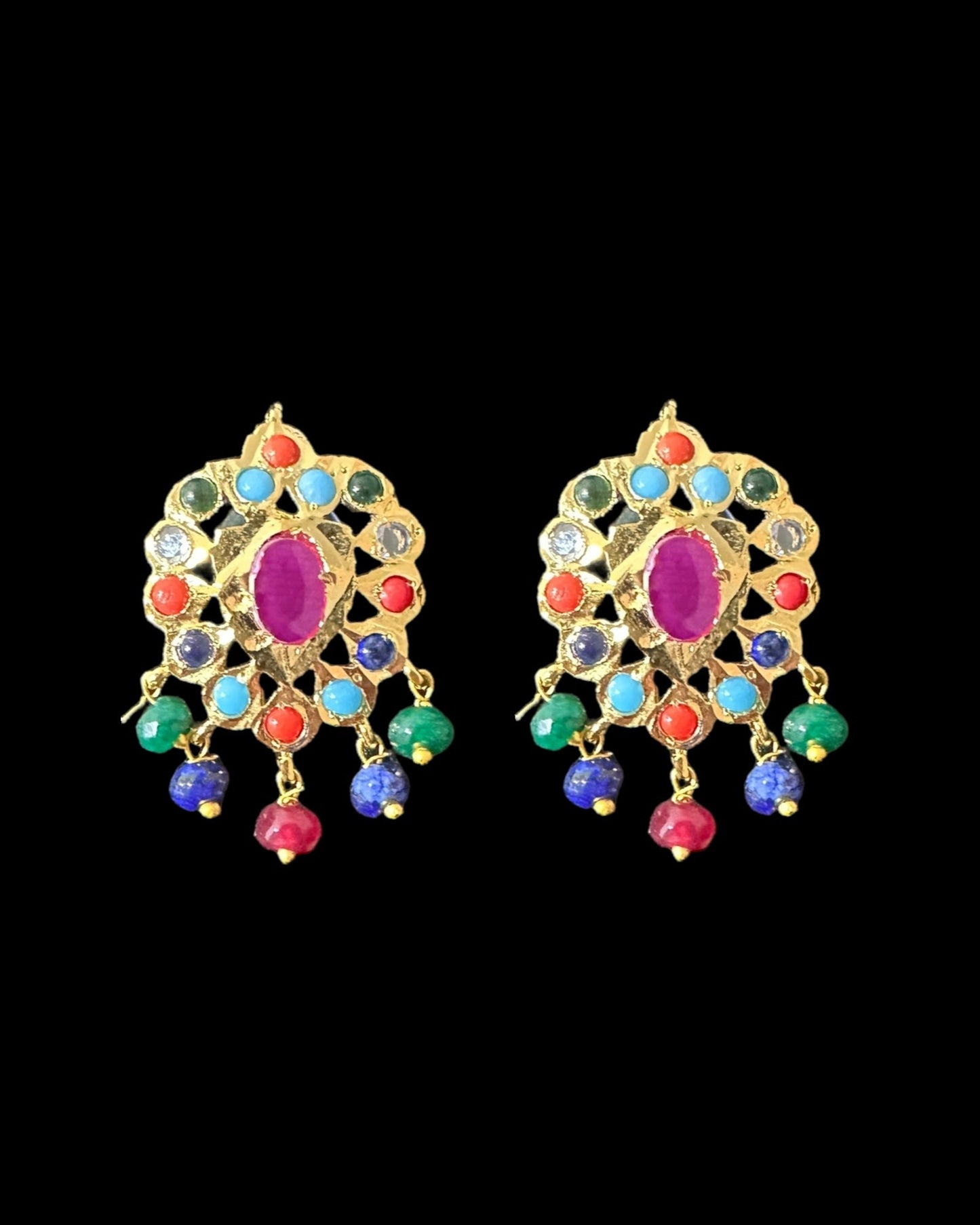 NS214 Meeraj necklace set ( navratan ) ( READY TO SHIP )