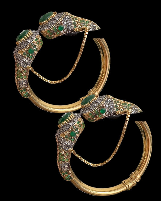 BG805 SALWA zircon bangles - Green openable ( SHIPS IN 4 WEEKS )