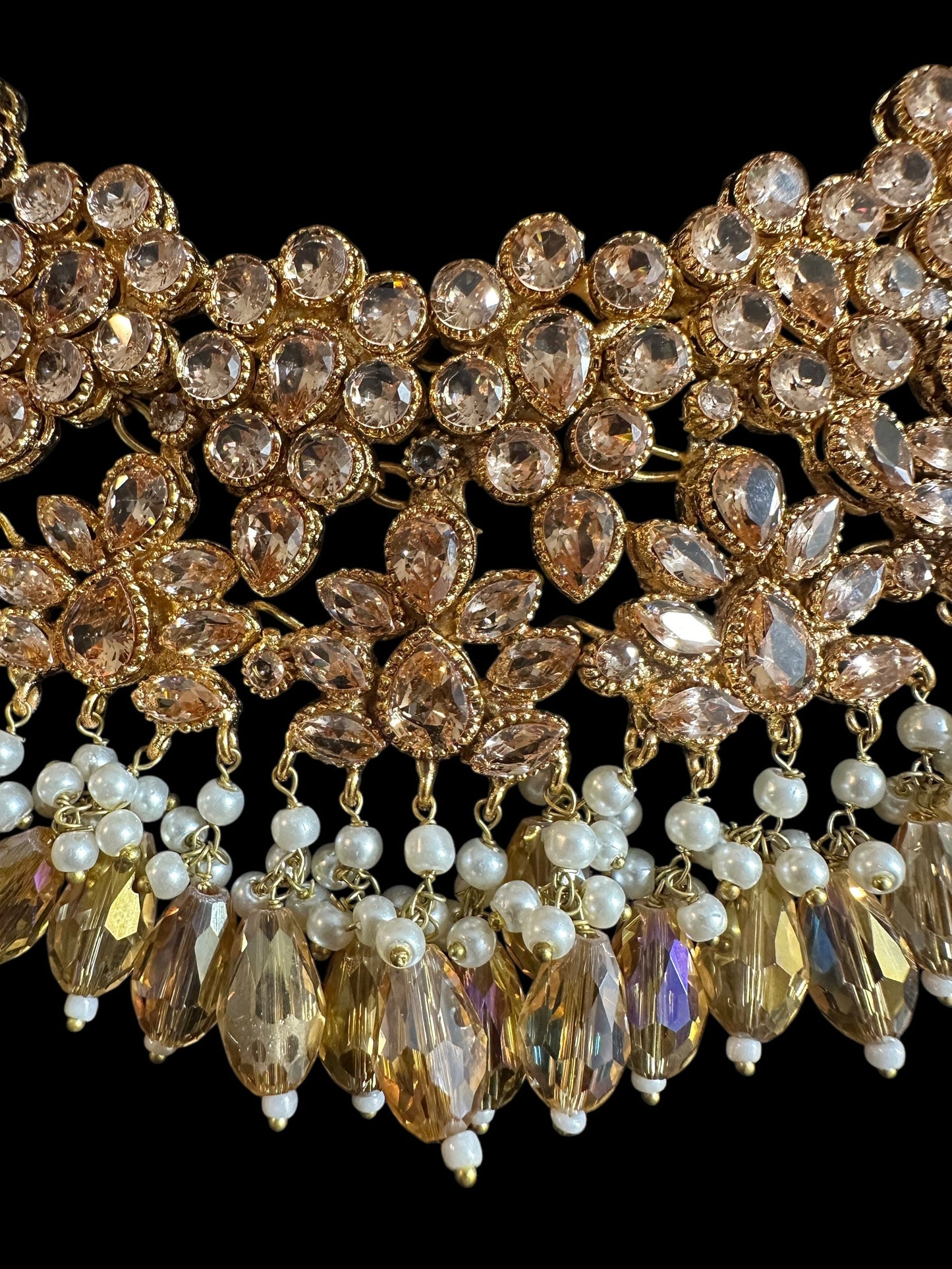 BR478 Kafiya bridal set in golden / champagne stones and beads ( READY TO SHIP )