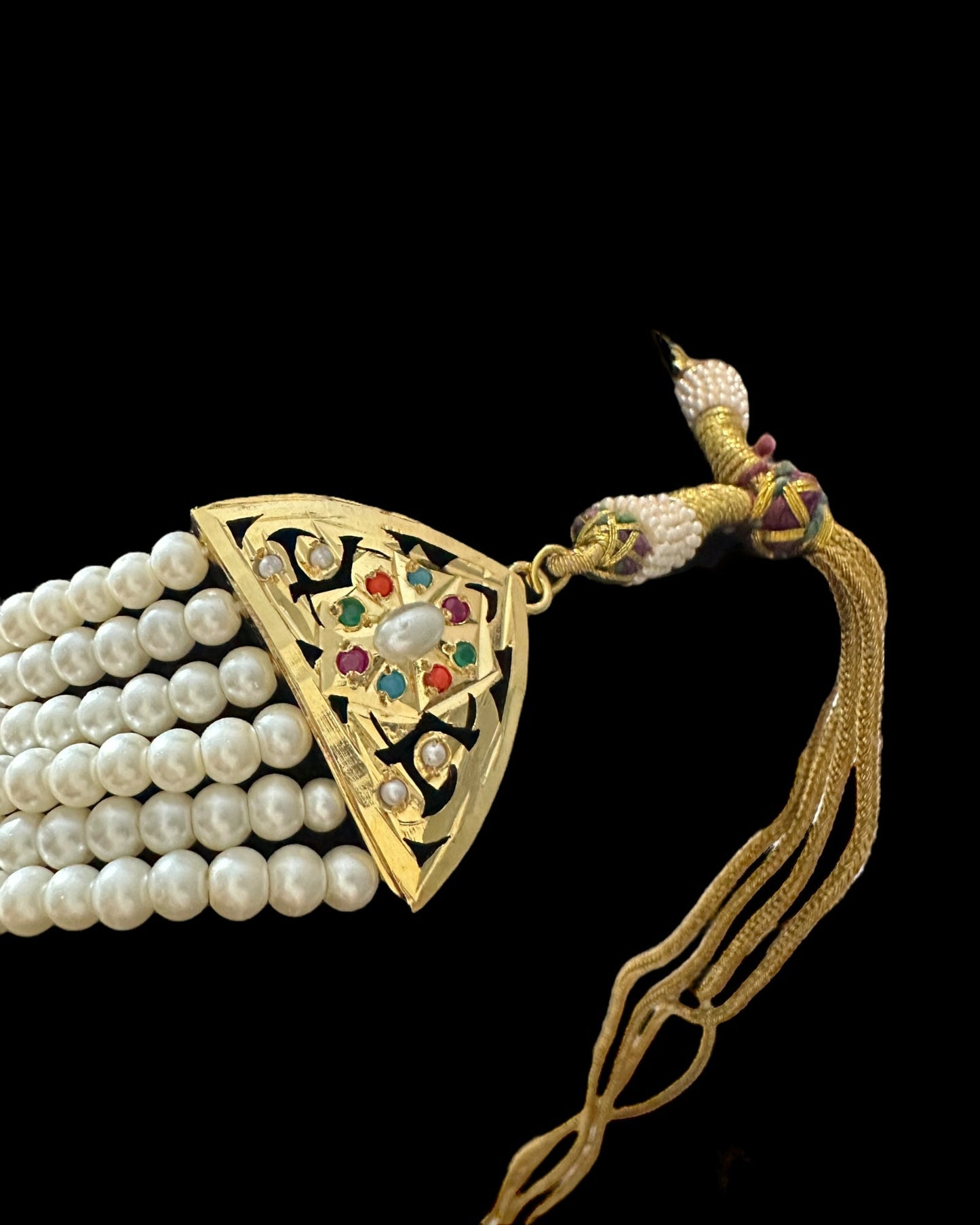 BR320 navratan jadau bridal set in shell pearls ( READY TO SHIP)