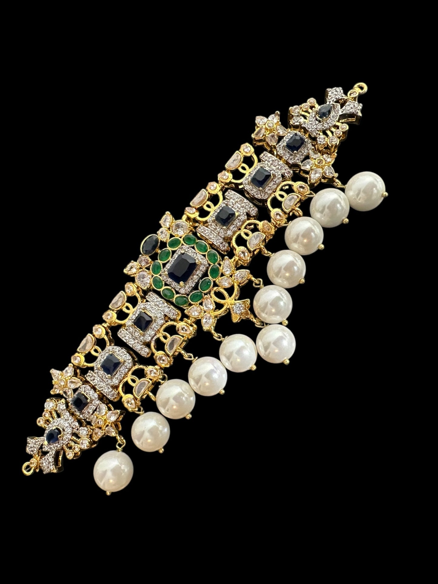 C520 Mehera Emerlad sapphire combination choker set ( READY TO SHIP )