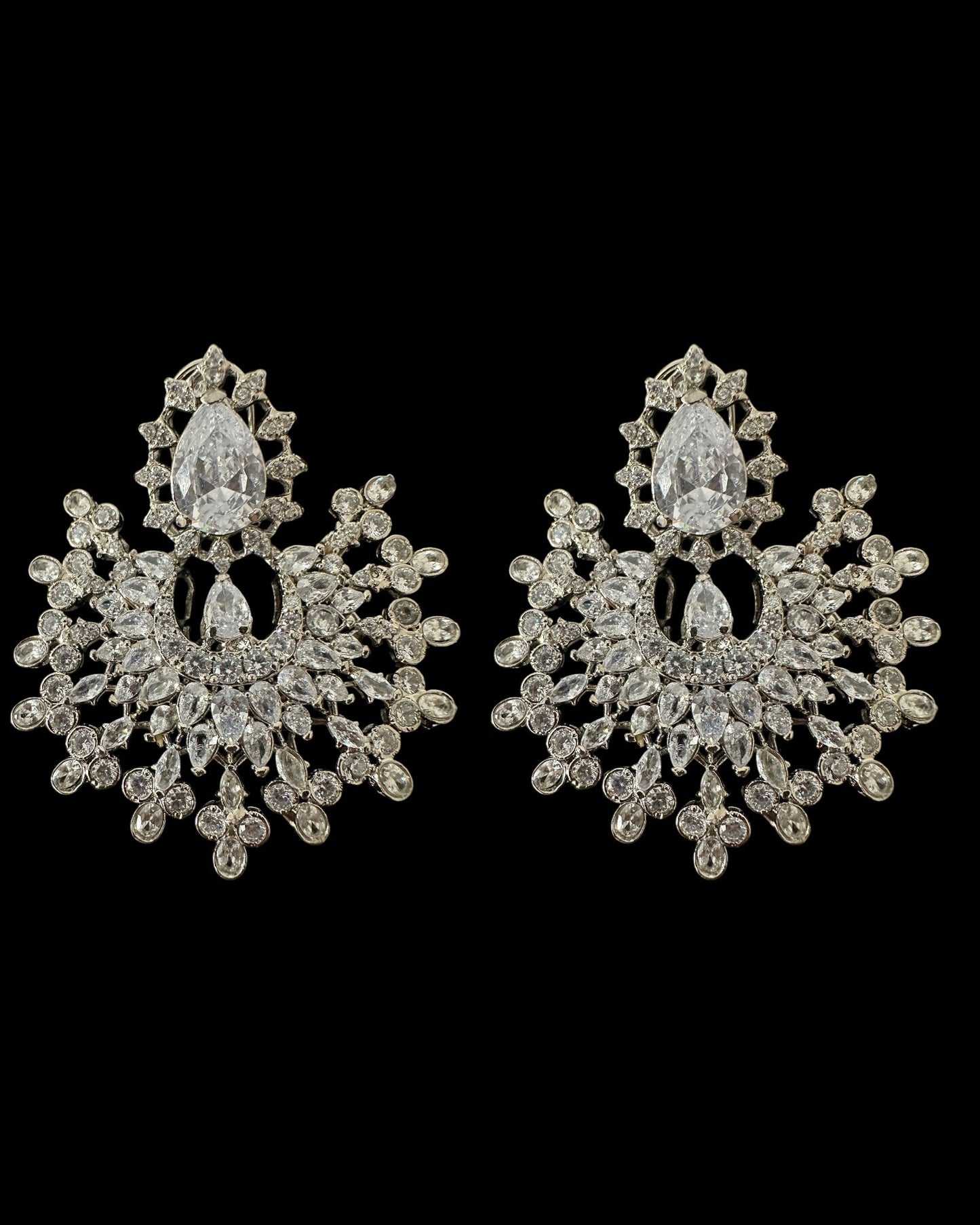 Subhana silver plated chandbali earrings tika set ( READY TO SHIP )
