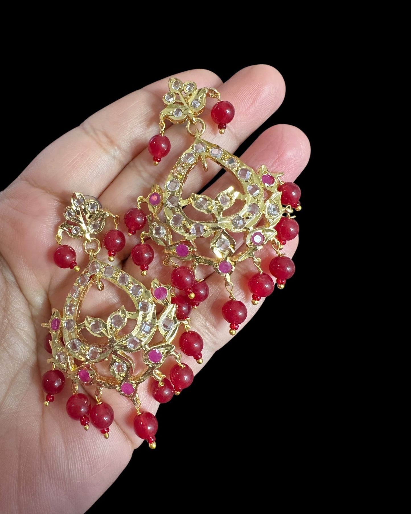 DER745 Dina hyderabadi Ruby Chandbali ( READY TO SHIP )