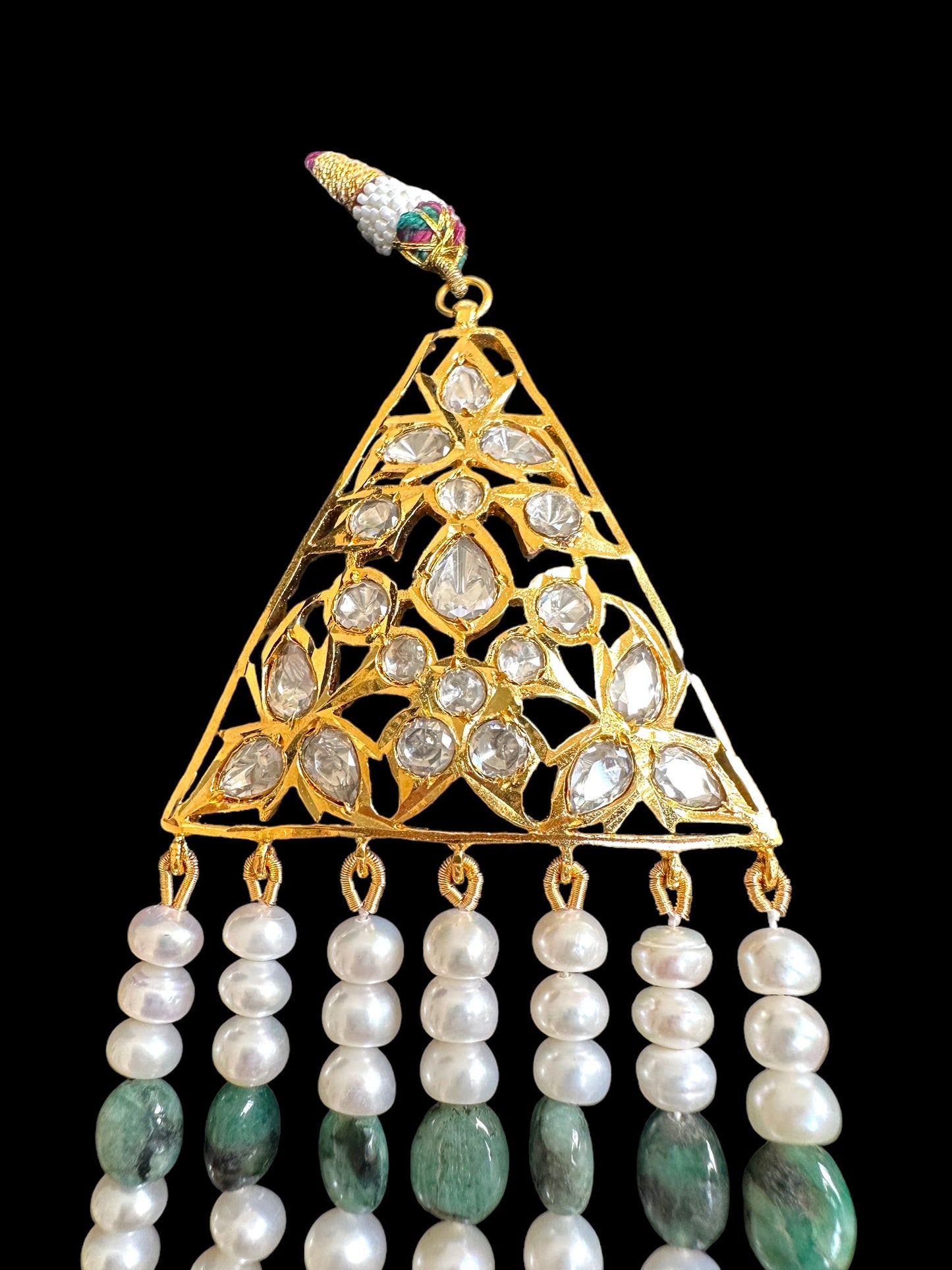 BR310 Bridal jadavi lacha , satlada in moissanite and emeralds ( SHIPS IN 2 WEEKS )