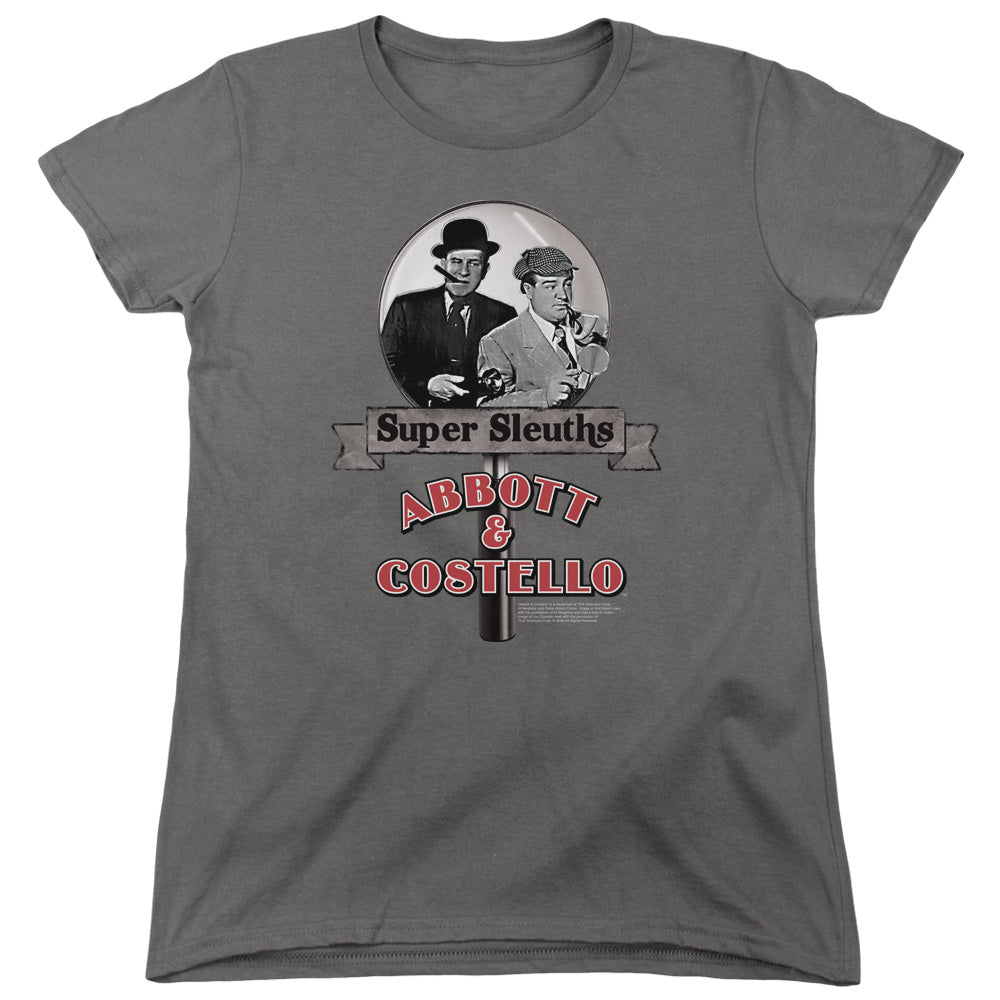 Abbott & Costello Super Sleuths Womens T Shirt Charcoal Officially Licensed
