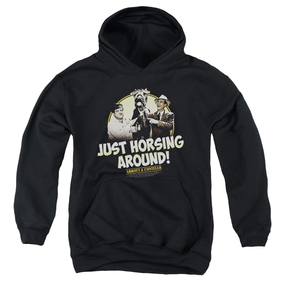 Abbott & Costello Horsing Around Kids Youth Hoodie Black Officially Licensed
