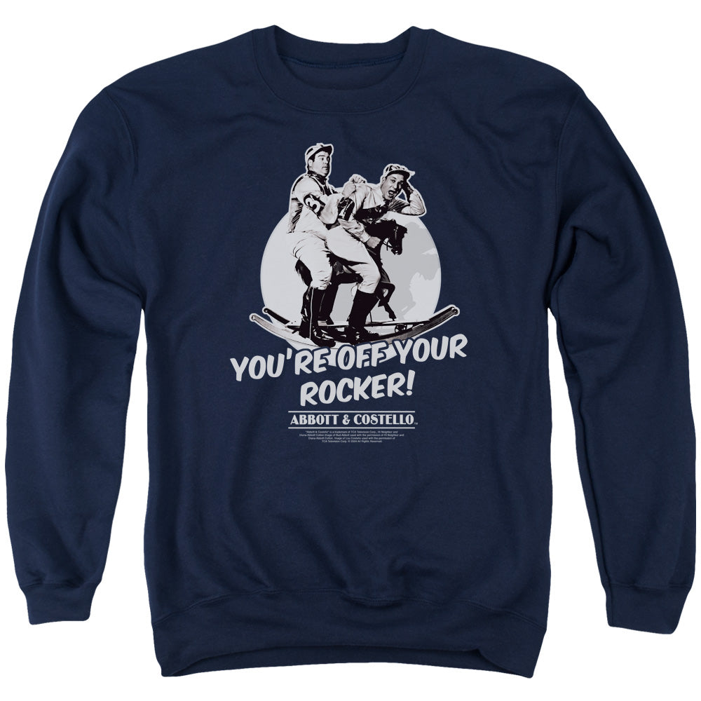 Abbott & Costello Off Your Rocker Mens Crewneck Sweatshirt Navy Blue Officially Licensed