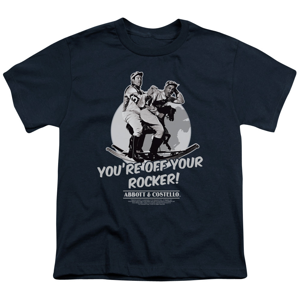 Abbott & Costello Off Your Rocker Kids Youth T Shirt Navy Blue Officially Licensed