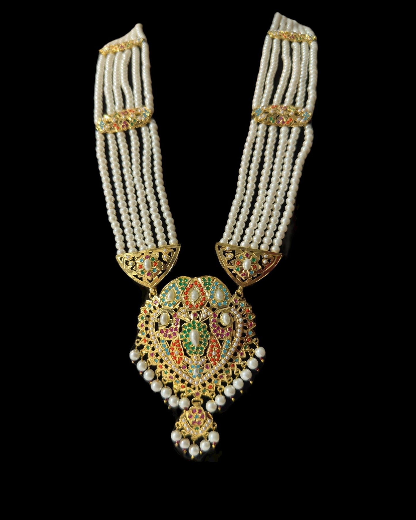 BR320 navratan jadau bridal set in shell pearls ( READY TO SHIP)