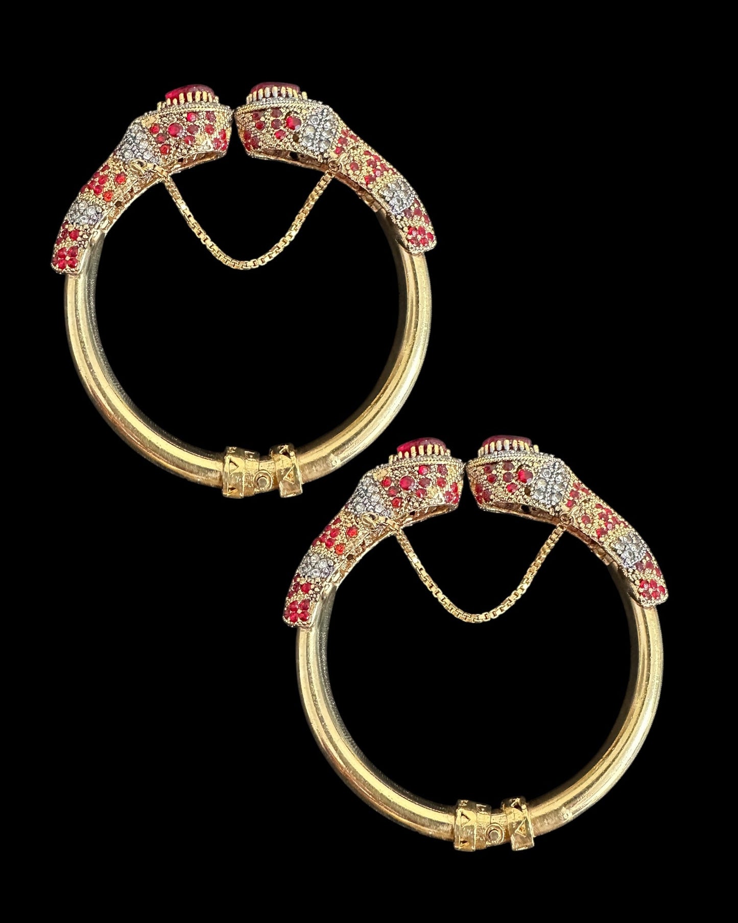 BG804  SALWA zircon bangles - Ruby openable / PAIR ( READY TO SHIP )