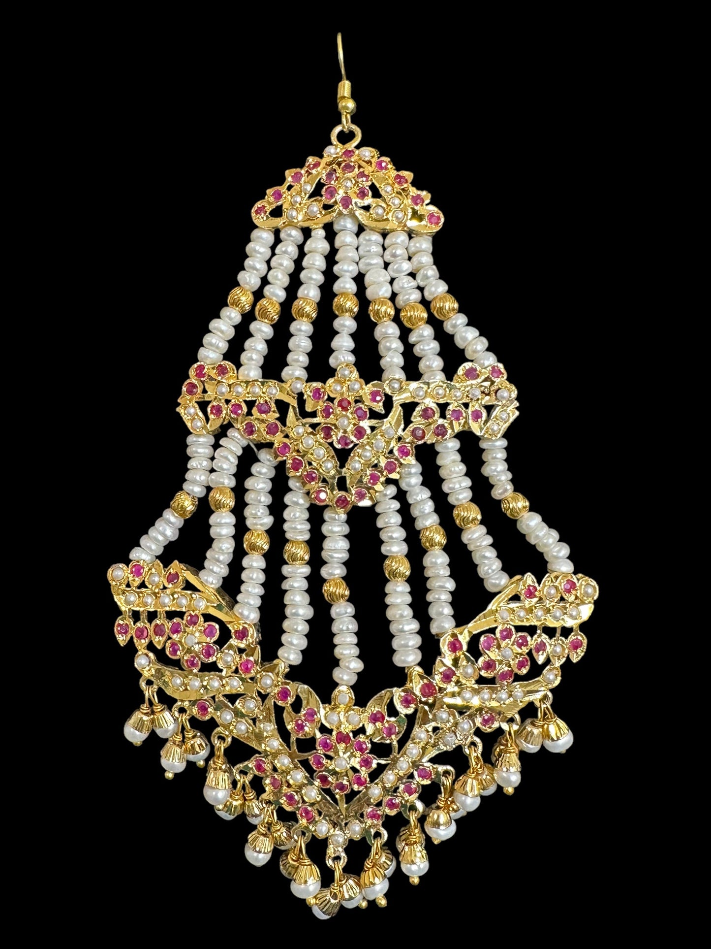 DJHR98 ASMITA jhoomar in fresh water pearls ( SHIPS IN 3 WEEKS )