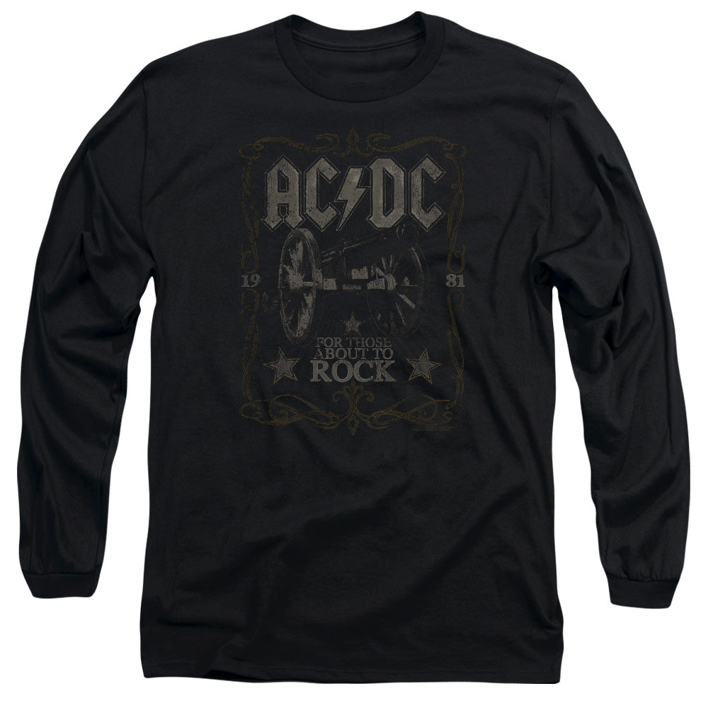 AC/DC Rock Label Mens Long Sleeve Shirt Black Officially Licensed