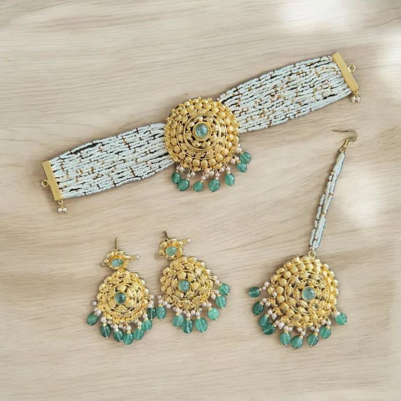 Traditional choker set in gold plated silver ( READY TO SHIP )