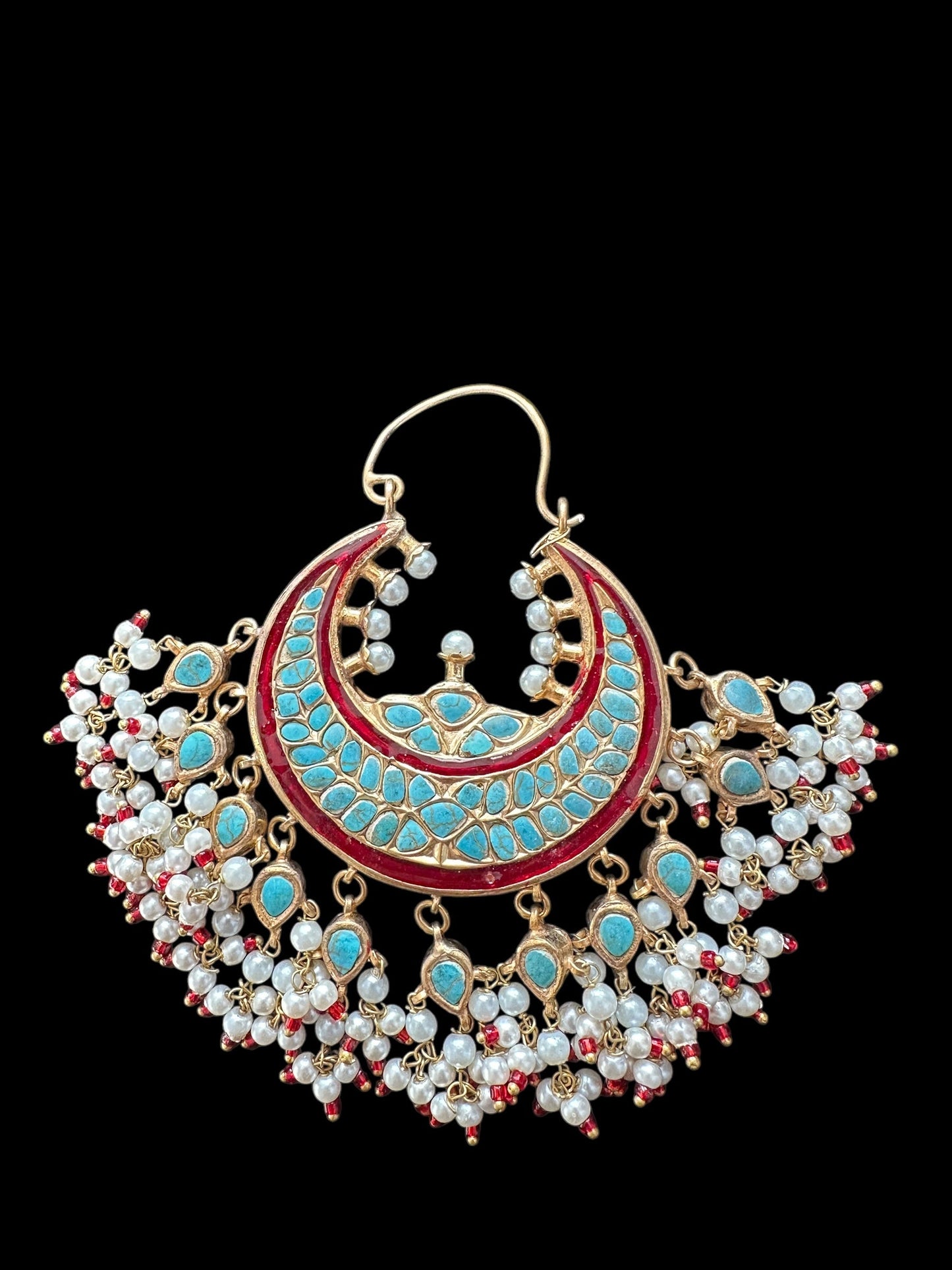 DER638 Turquoise Ruby chandbali earrings ( SHIPS IN 4 WEEKS )