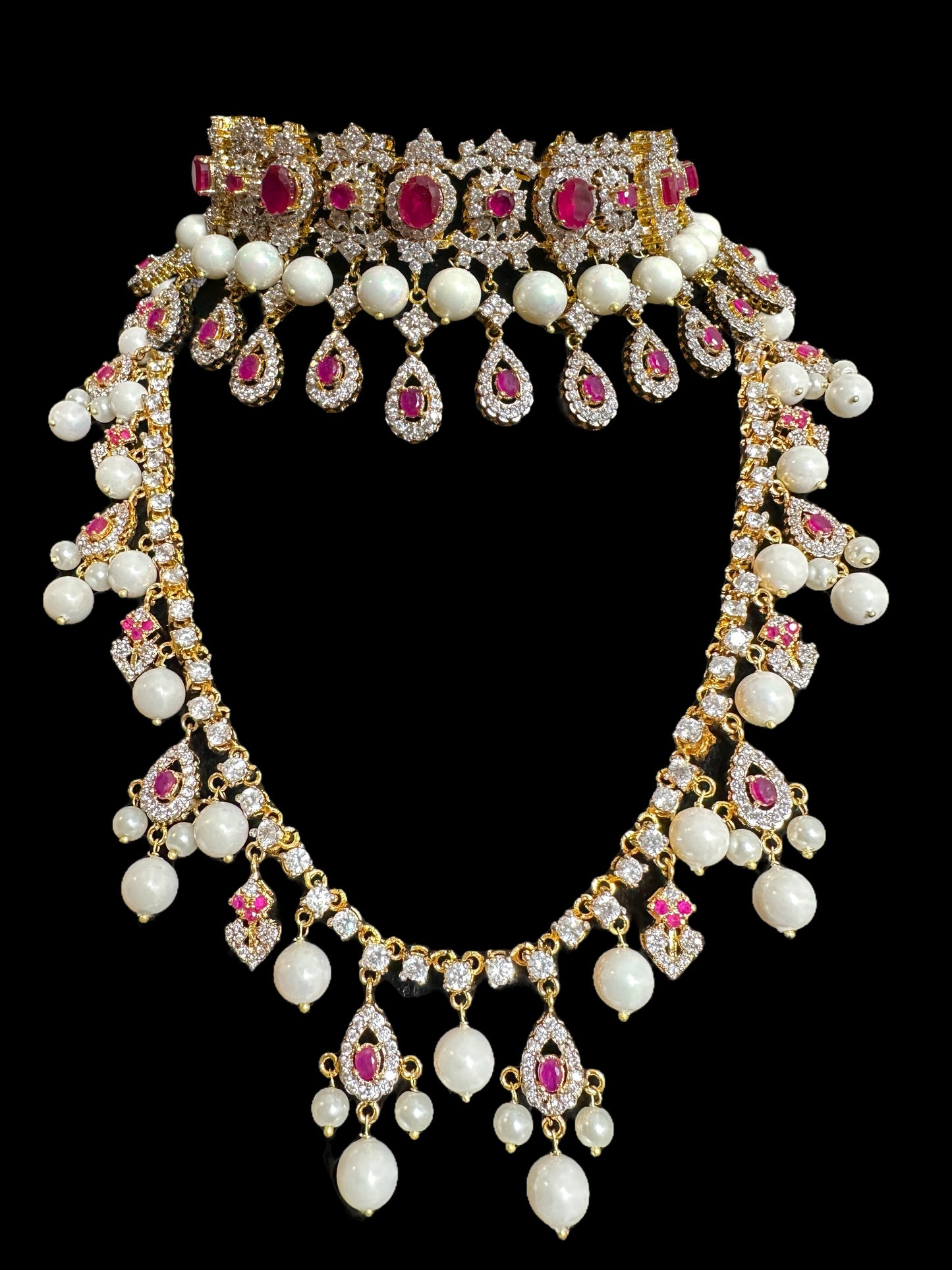 BR492 AMITA bridal set in ruby ( SHIPS IN 4 WEEKS )