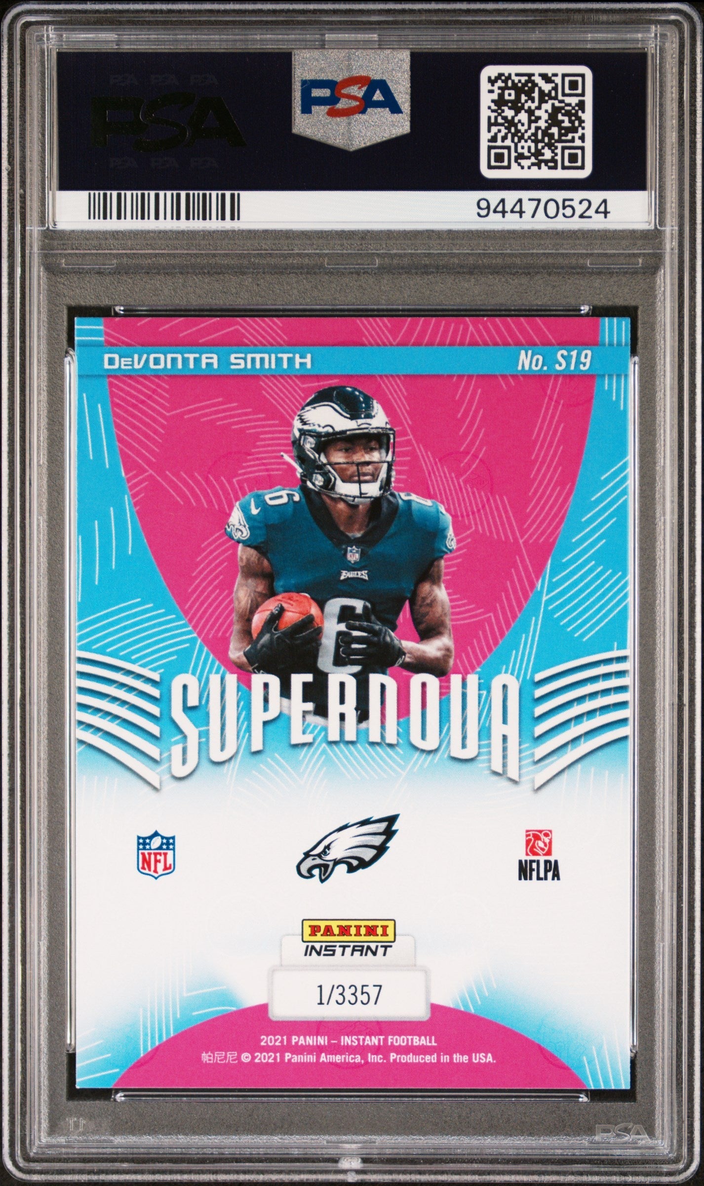 Graded 2021 Panini Instant Devonta Smith #S19 Supernova Rookie RC Football Card PSA 10 Gem Mint