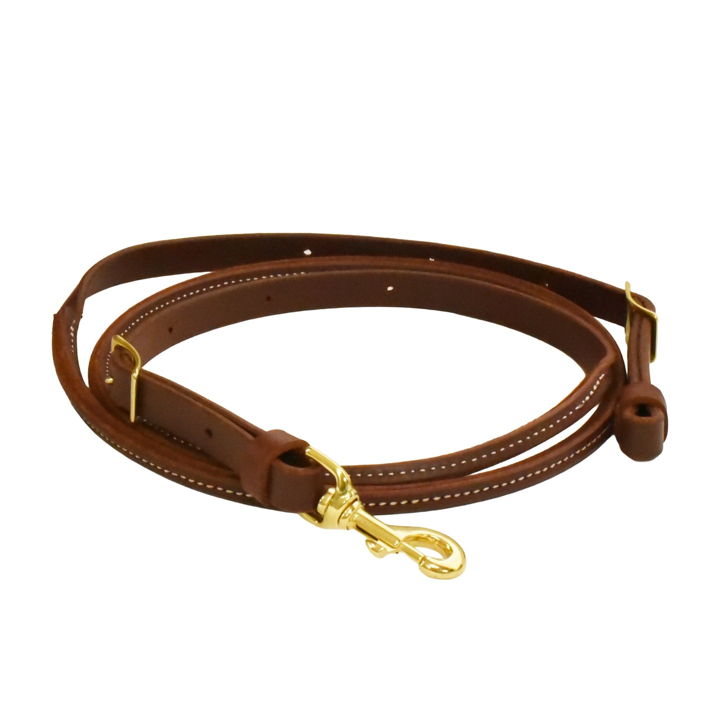 AJ Tack Latigo Leather Rolled Center Roper Reins - 3/4in x 7ft