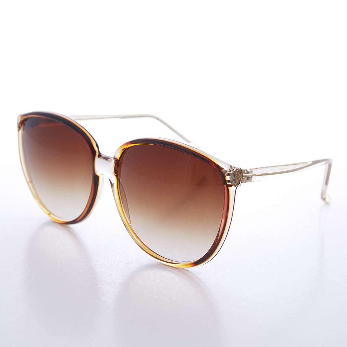 Round Large Women's Clear Frame 80s Vintage Sunglass - April